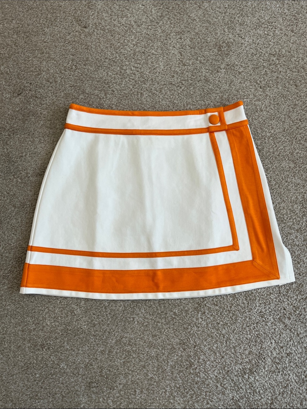 Anthropologie White Mini Skirt with Orange Trim